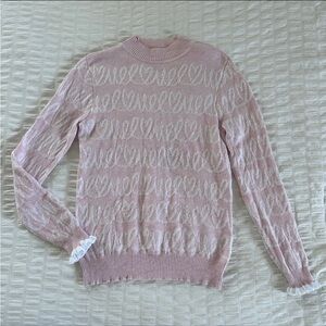 Lovely Soft Pink Heart Elle Sweater Size Small